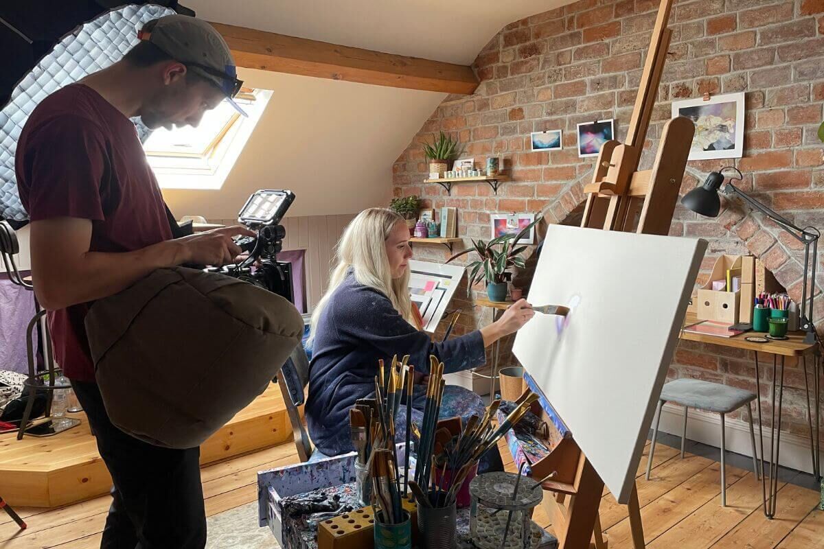 The STORM + SHELTER crew films an artist in her studio.
